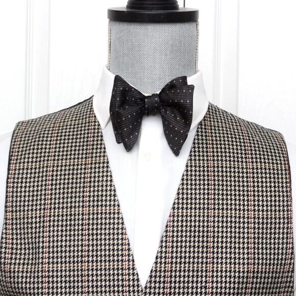 NWT Men's Self tied Bow Tie Black Grey Silk Butterfly Bowtie big bow tie S526 - Picture 6 of 10